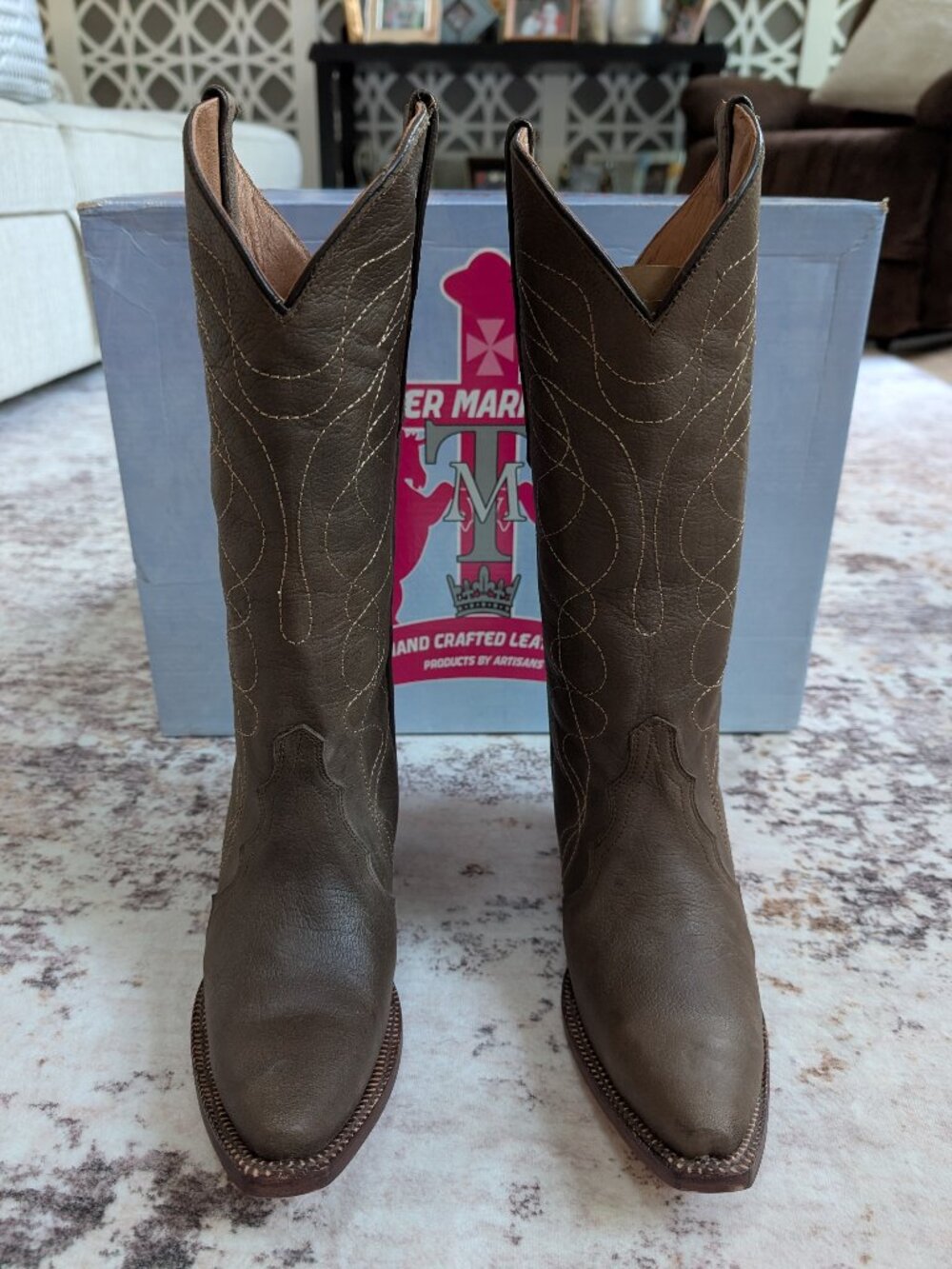 NEW Tanner Mark Rowlett Women’s 7.5 Leather Western Cowboy Boots Brown